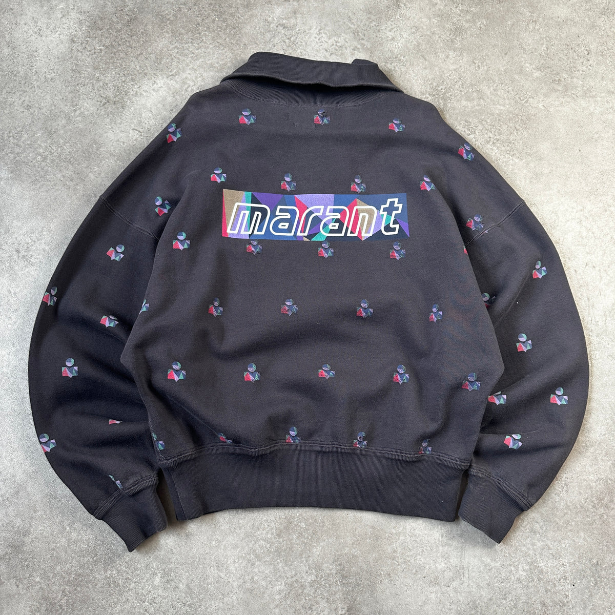 Isabel Marant Étoile Charcoal Geometric Print 1/4 Zip Sweatshirt XL