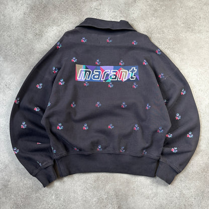 Isabel Marant Étoile Charcoal Geometric Print 1/4 Zip Sweatshirt XL