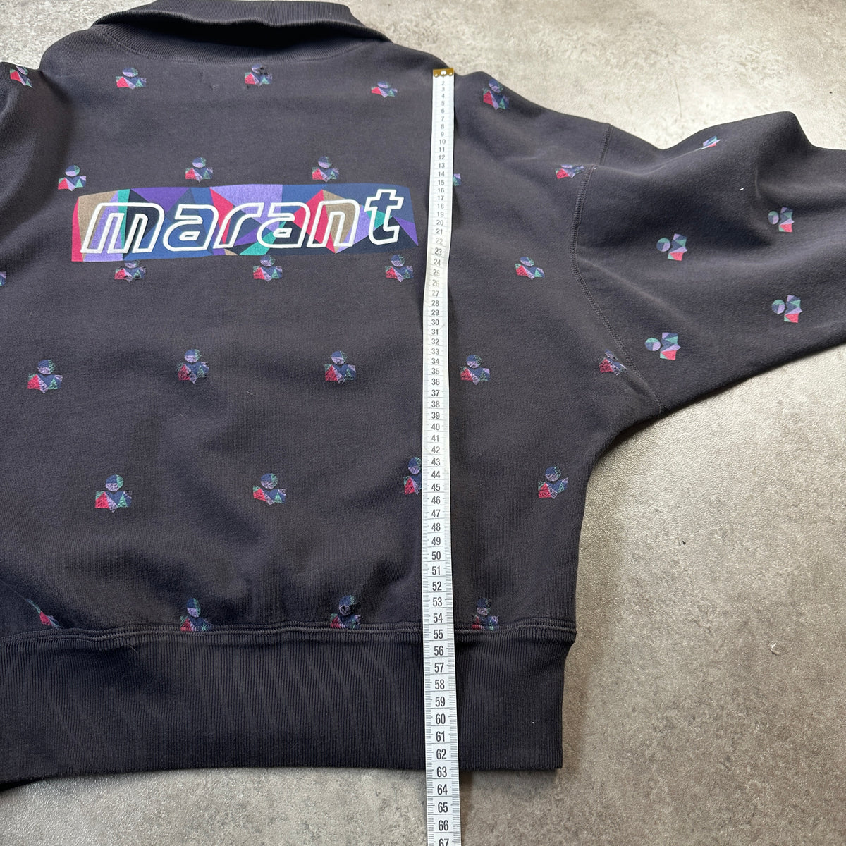 Isabel Marant Étoile Charcoal Geometric Print 1/4 Zip Sweatshirt XL