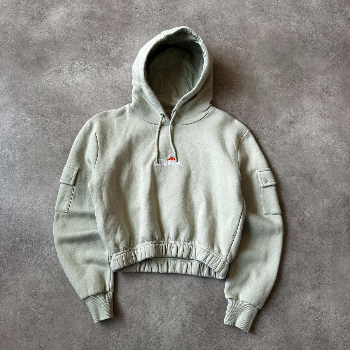 Ellesse Sage Green Pocket Detail Cropped Hoodie XS