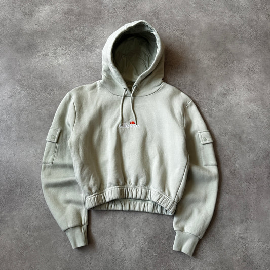 Ellesse Sage Green Pocket Detail Cropped Hoodie XS