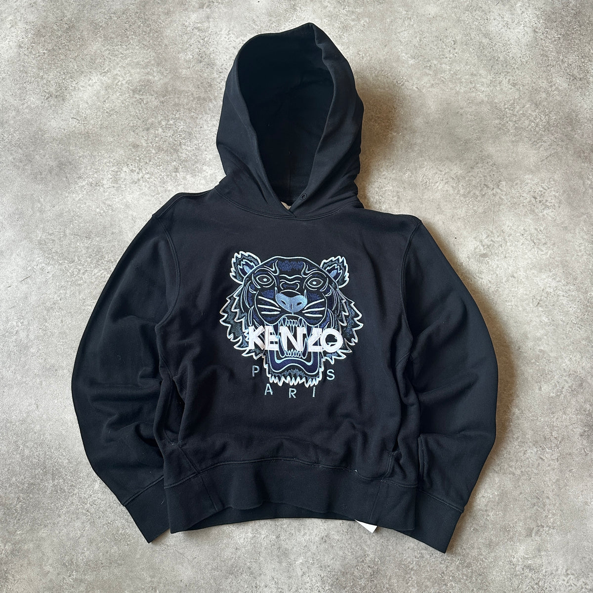 Kenzo Black Embroidered Tiger Logo Hoodie M