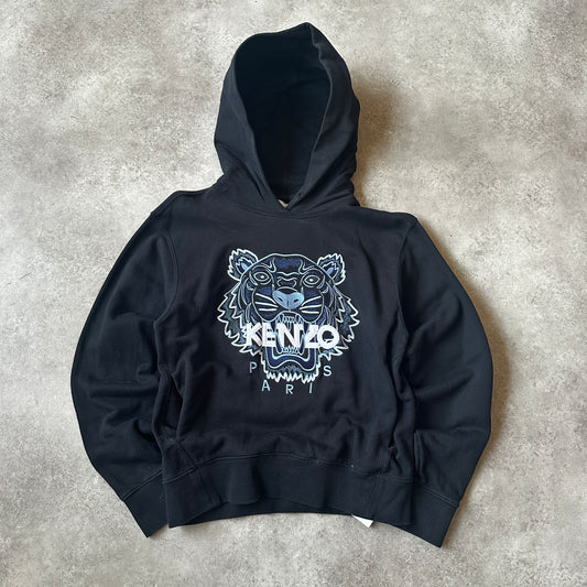 Kenzo Black Embroidered Tiger Logo Hoodie M