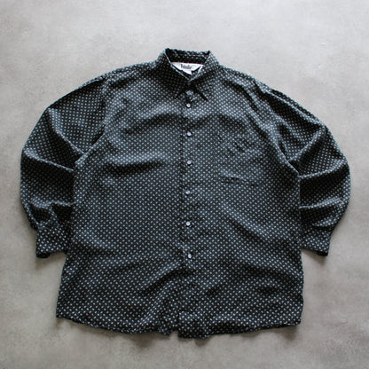 Biale Patterned Button-Up Shirt – Black/White (Man-L)