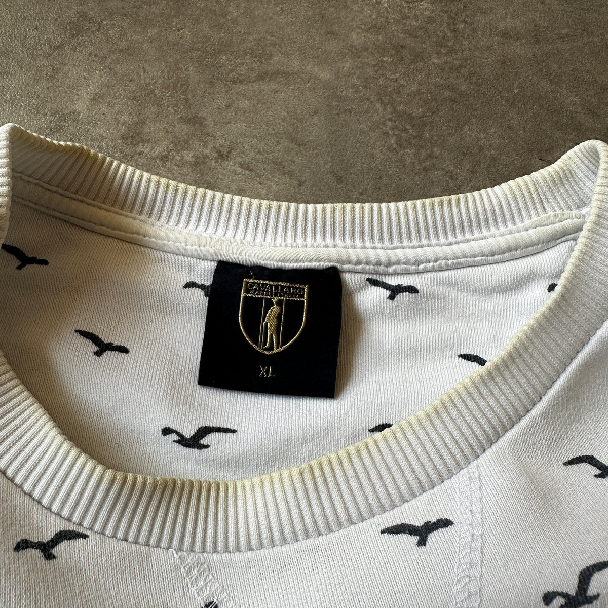 Cavallaro Napoli Off-White Bird Monogram Print Crewneck XL