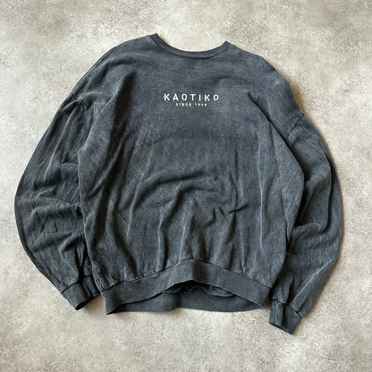 Kaotiko Washed Charcoal Chest Logo Crewneck S