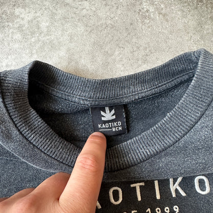 Kaotiko Washed Charcoal Chest Logo Crewneck S