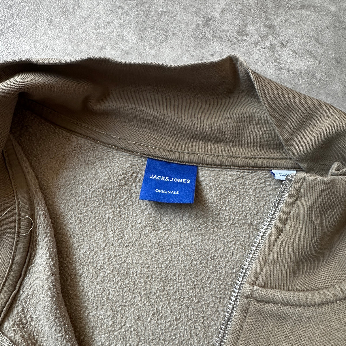 Jack & Jones Taupe Originals Studio 1/4 Zip Sweatshirt XL