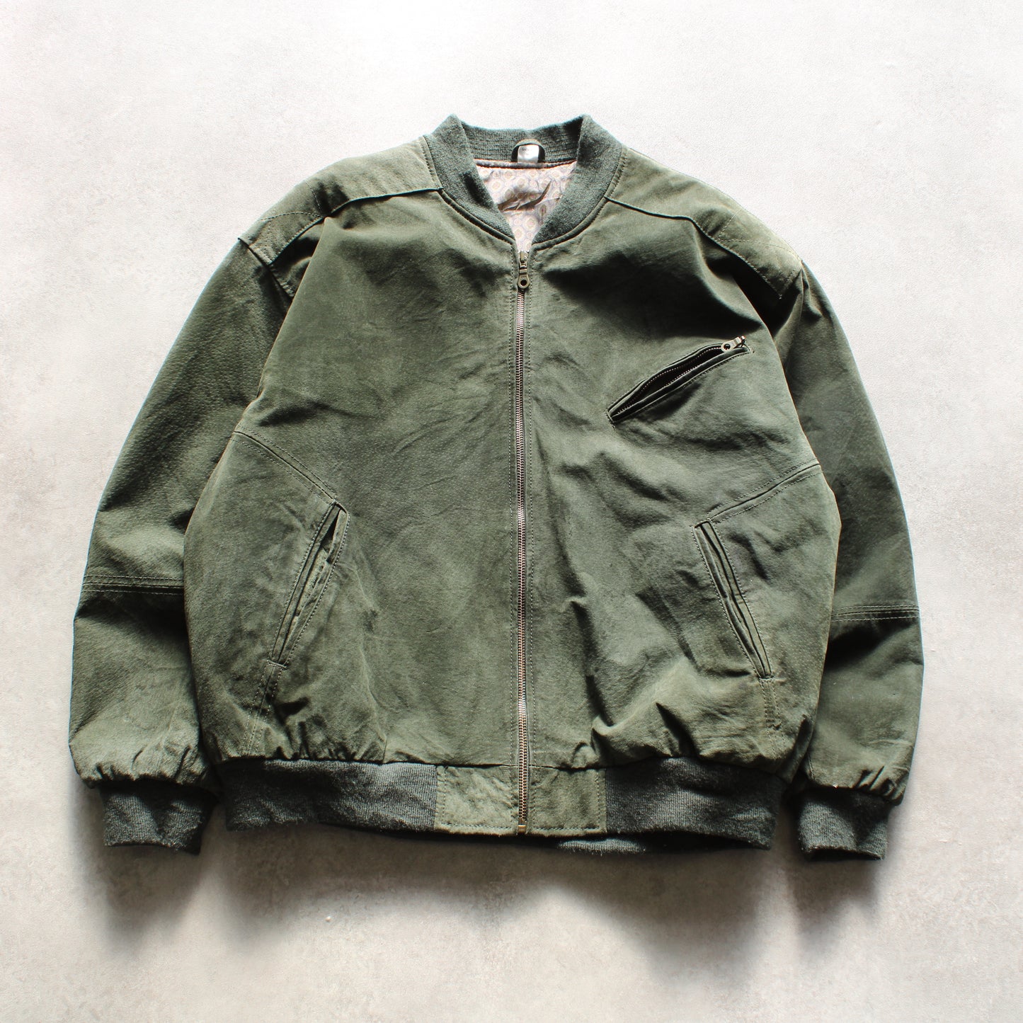 Vera Pelle Suede Bomber Jacket – Olive Green (Man-M)