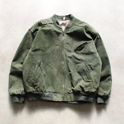 Vera Pelle Suede Bomber Jacket – Olive Green (Man-M)