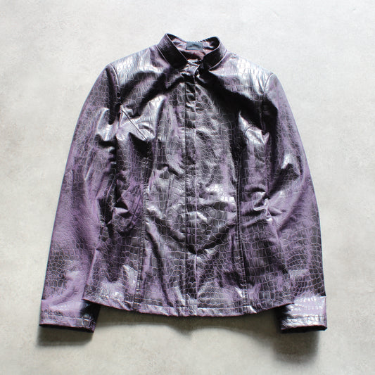 Pilot Croc-Effect Faux Leather Jacket – Purple (Woman-M)