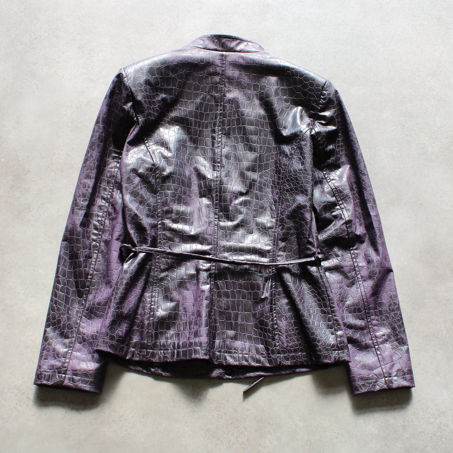 Pilot Croc-Effect Faux Leather Jacket – Purple (Woman-M)