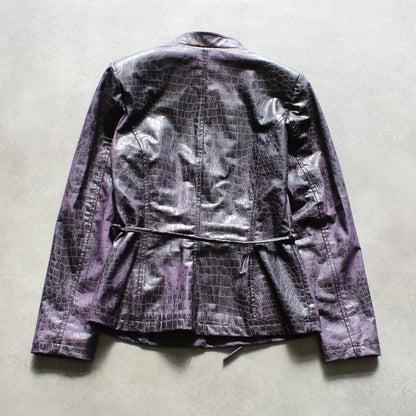 Pilot Croc-Effect Faux Leather Jacket – Purple (Woman-M)