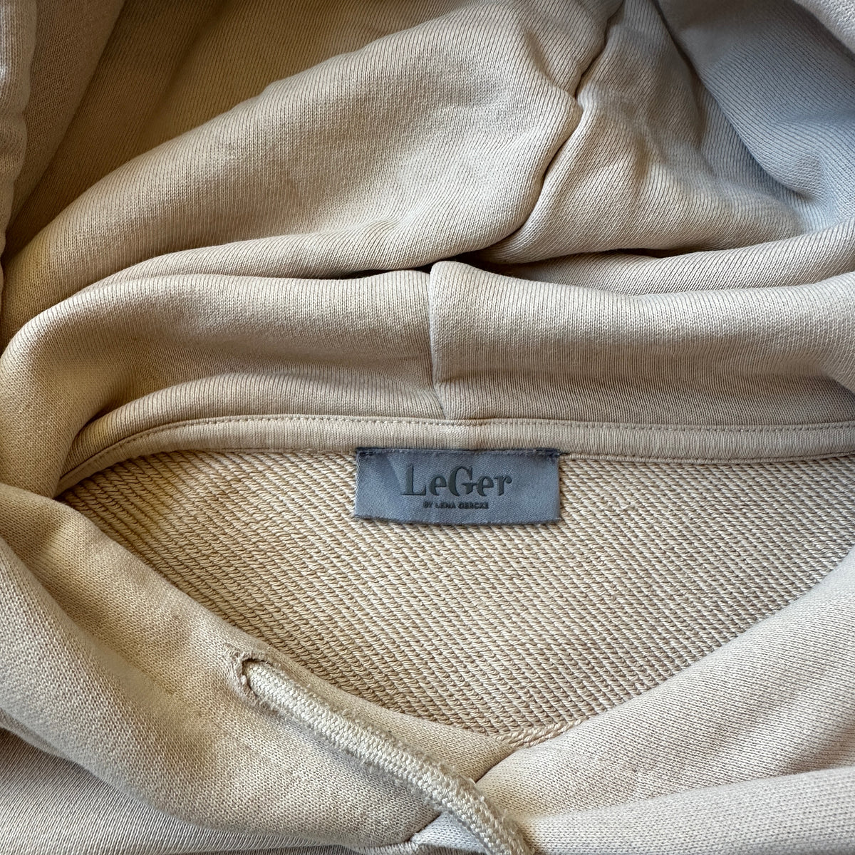 Leger Beige Small Chest Logo Hoodie L