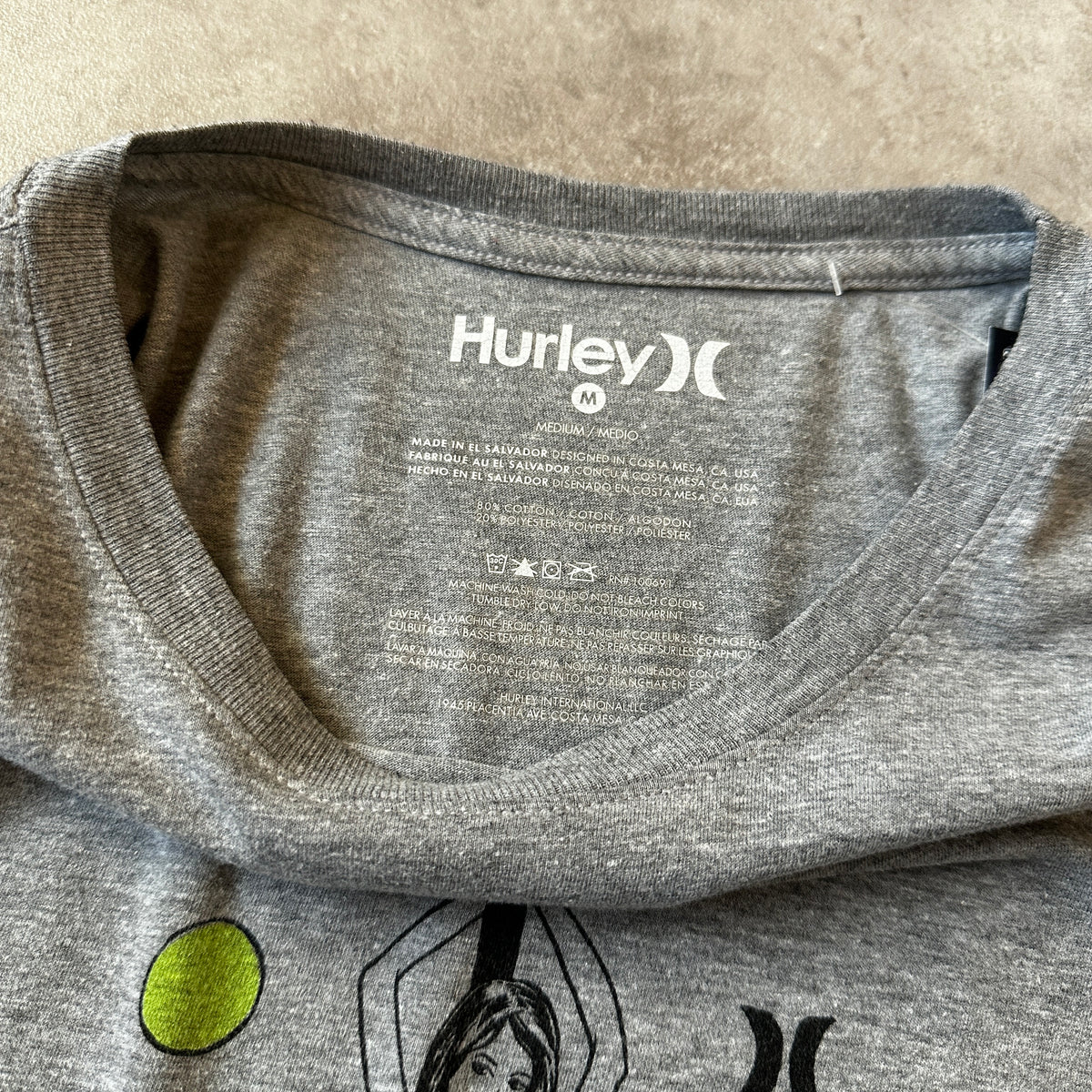 Hurley Grey Hula Girl Graphic T-Shirt M