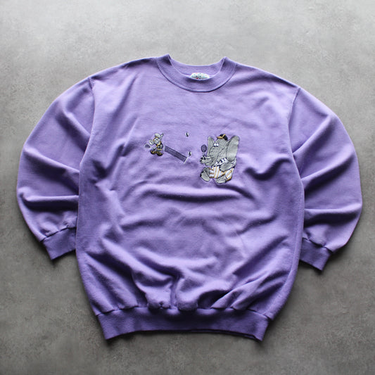 Jetset Vintage Sweatshirt – Purple Embroidered Elephant Design (Man-L)