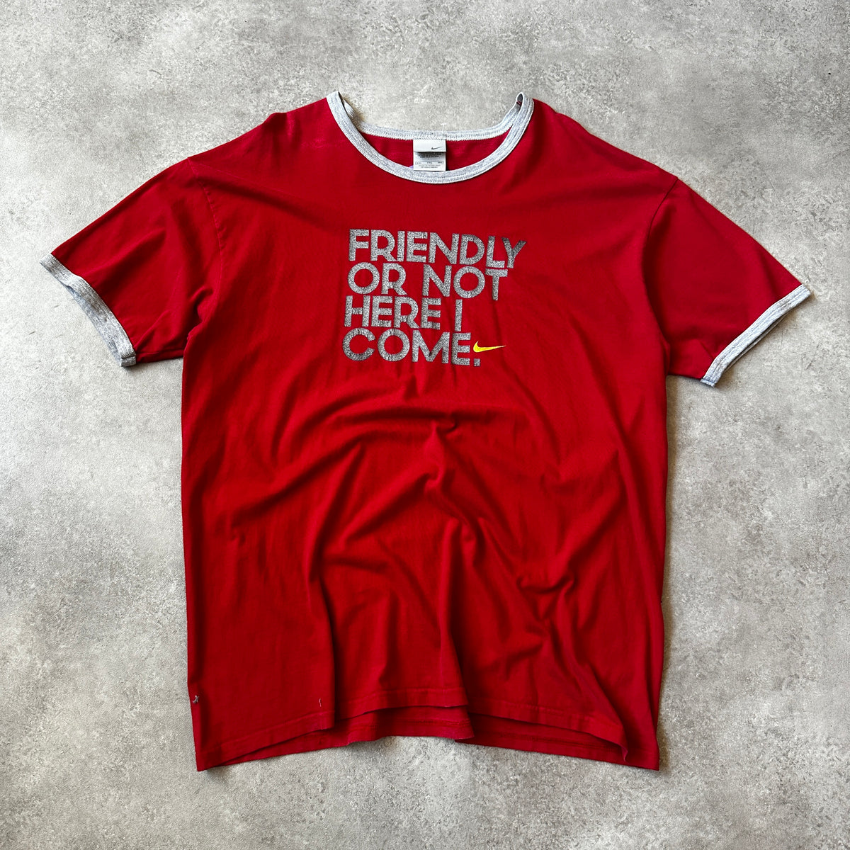 Nike Red "Friendly Or Not Here I Come" Ringer T-Shirt XXL