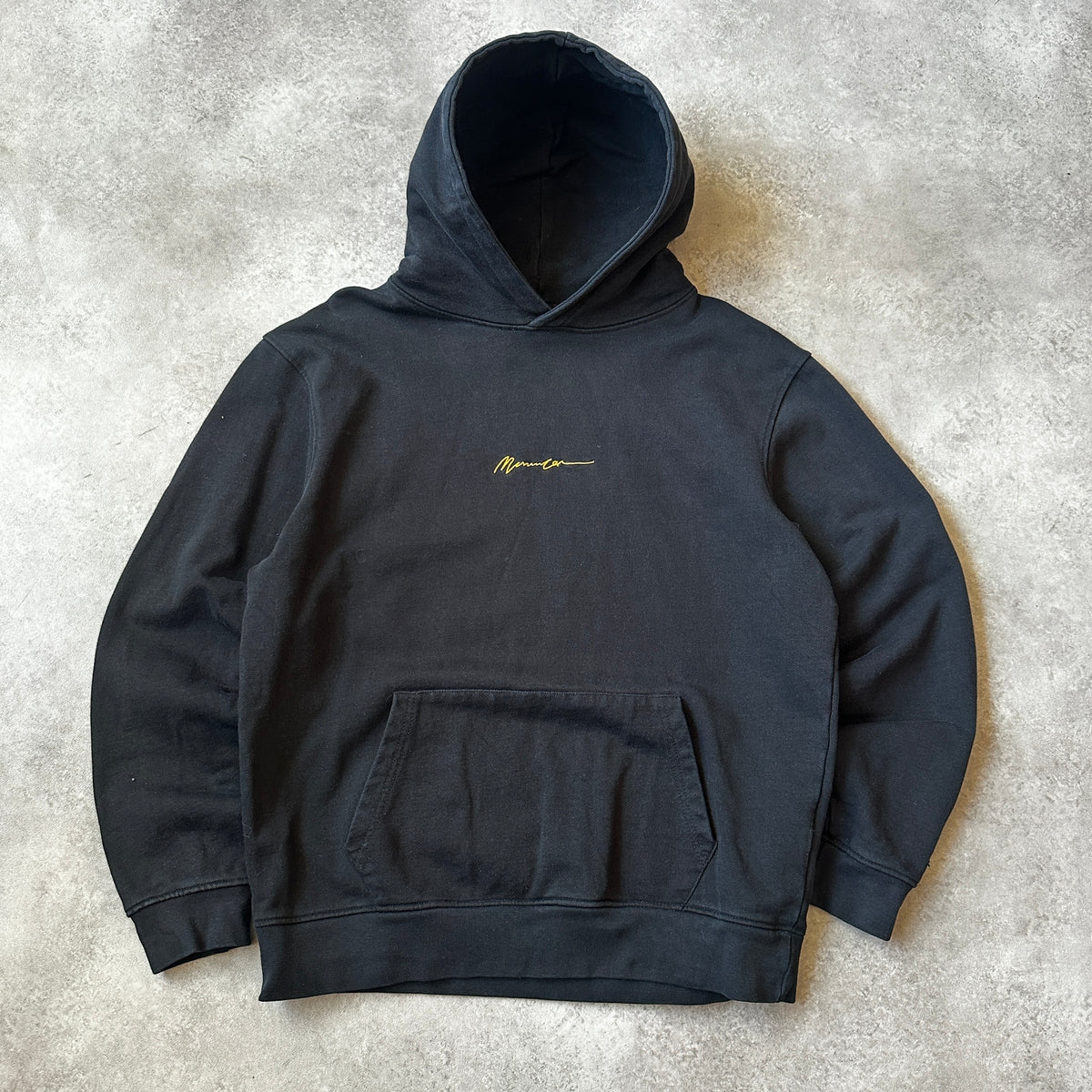 Mennace Black Small Gold Script Logo Hoodie M