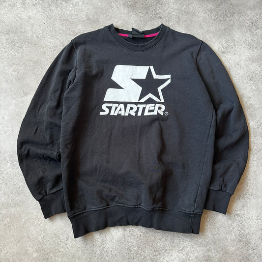 Starter Black Big Front Logo Crewneck M