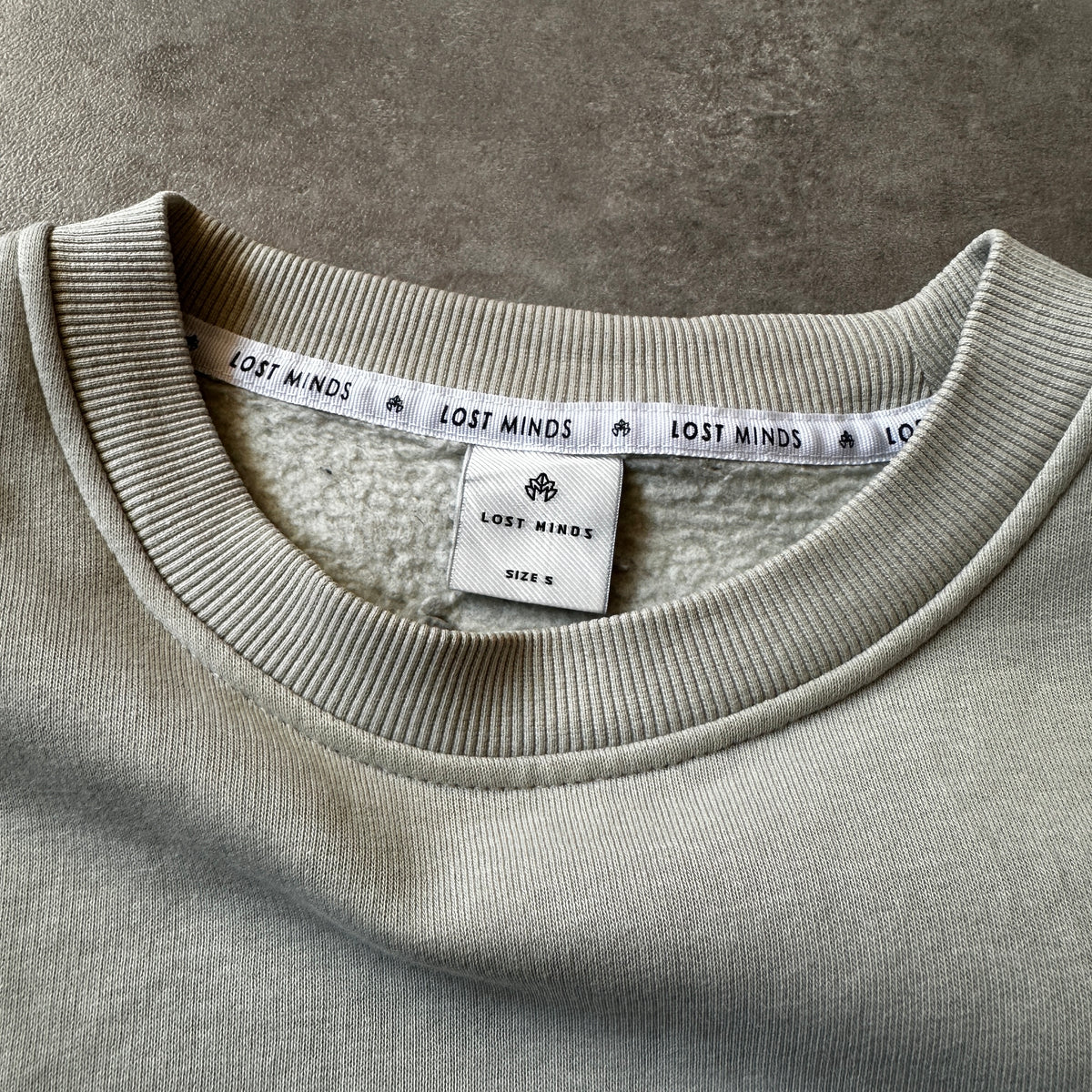 Lost Minds Light Beige Small Script Chest Logo Crewneck S