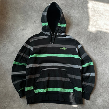 O'Neill Black, Grey & Green Striped Hoodie L