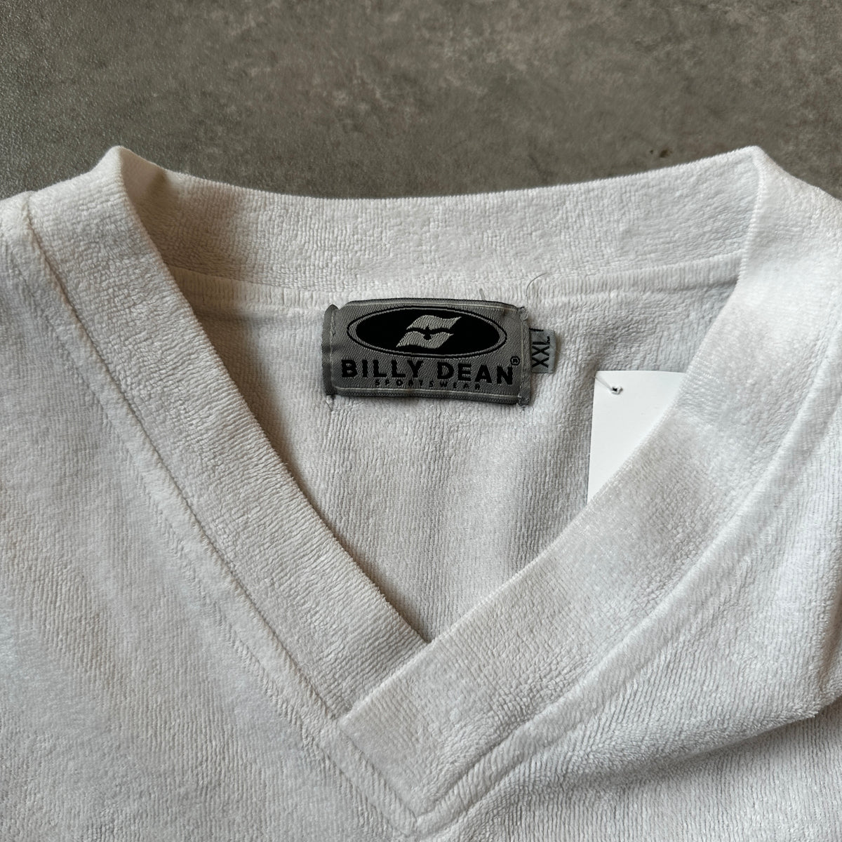 Billy Dean White & Black Striped Toweling V-Neck T-Shirt XXL