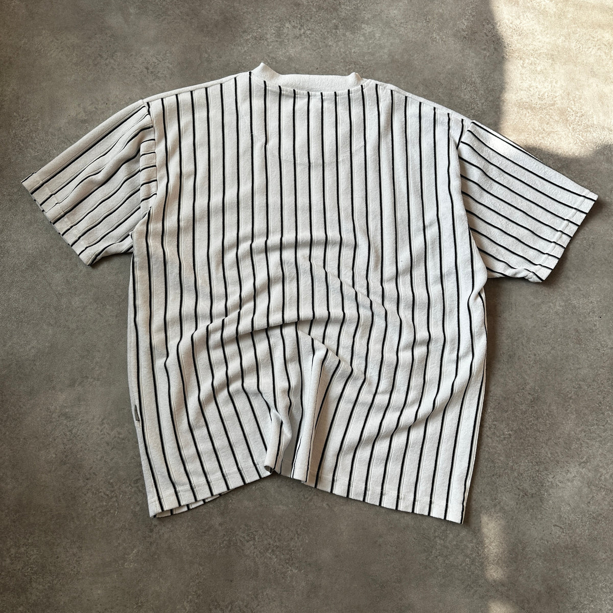 Billy Dean White & Black Striped Toweling V-Neck T-Shirt XXL