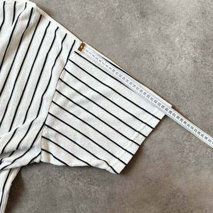 Billy Dean White & Black Striped Toweling V-Neck T-Shirt XXL