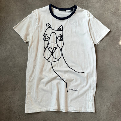 Scotch & Soda Off-White Animal Line Art Graphic Ringer T-Shirt L