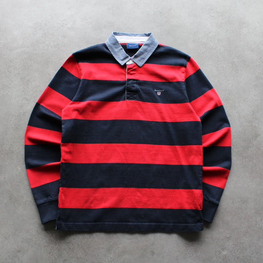 GANT Vintage Rugby Shirt – Red & Navy Striped (Man-M)