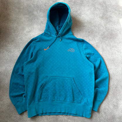 Nike Teal Patterned Swoosh Hoodie L