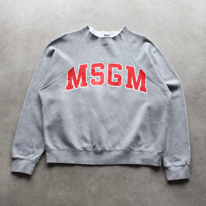 MSGM College Logo Sweatshirt – Grey & Red (Woman-L)