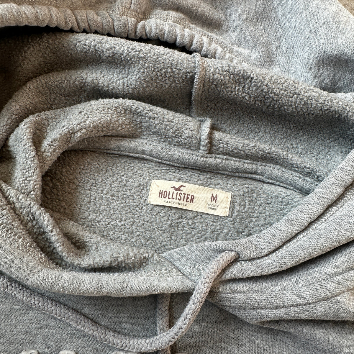 Hollister Grey Stacked Logo Hoodie M