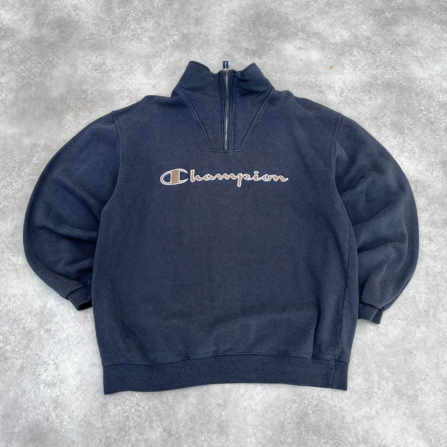 Champion Navy Quarter Zip Sweatshirt L