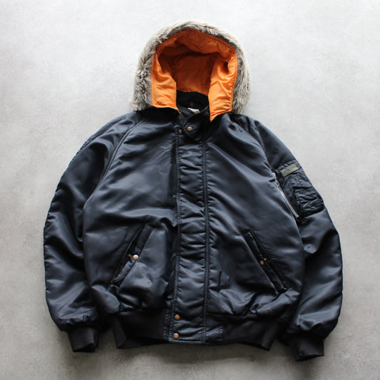 Armaduk Vintage Bomber Jacket with Fur Hood – Black (Man-L)