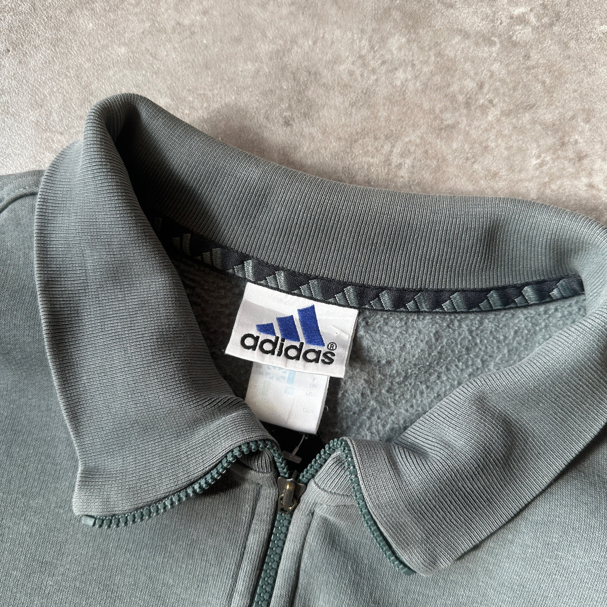 Adidas Sage Green Small Chest Logo 1/4 Zip Sweatshirt L