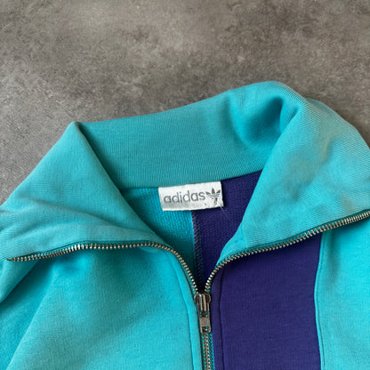 Adidas Teal & Purple Colorblock 1/2 Zip Sweatshirt 174cm