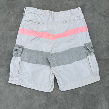 American Eagle White Striped Cargo Shorts W34