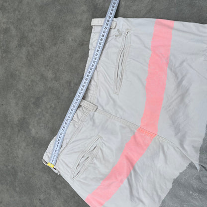 American Eagle White Striped Cargo Shorts W34