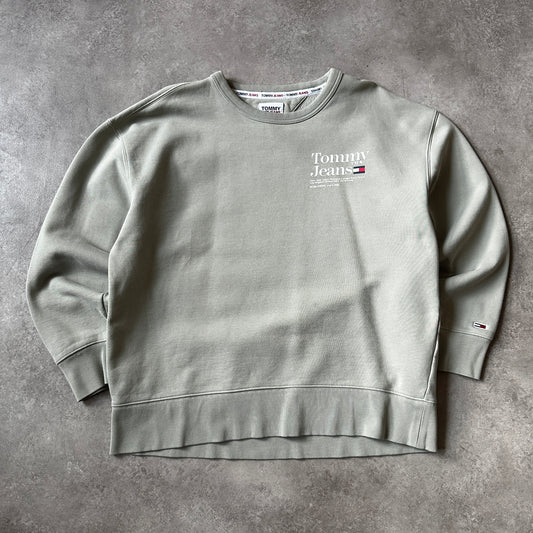 Tommy Jeans Sage Green Small Chest Logo Crewneck L