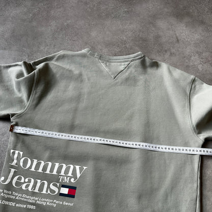 Tommy Jeans Sage Green Small Chest Logo Crewneck L