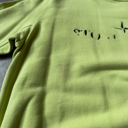 Stone Island Lime Green Stencil Chest Logo Crewneck M
