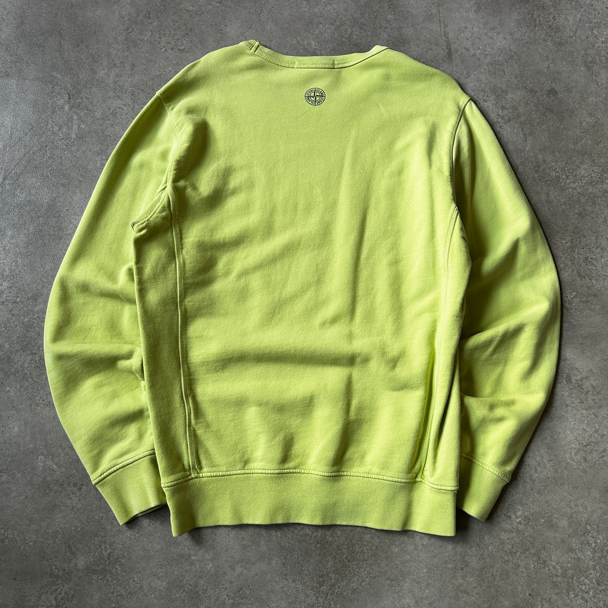 Stone Island Lime Green Stencil Chest Logo Crewneck M