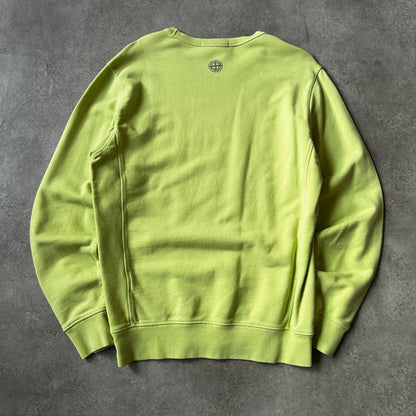 Stone Island Lime Green Stencil Chest Logo Crewneck M