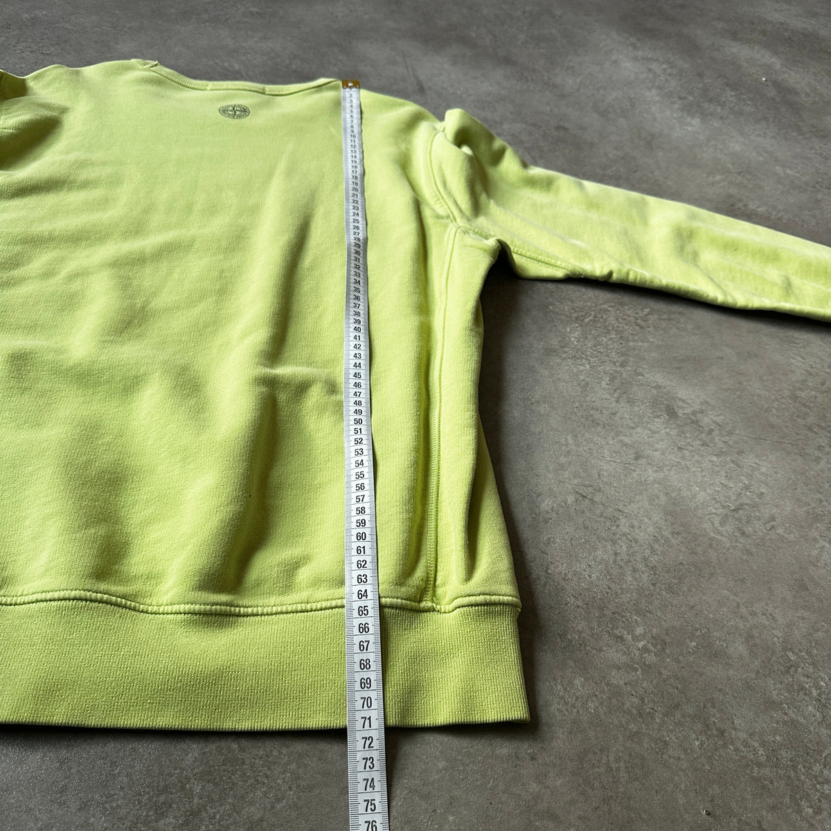 Stone Island Lime Green Stencil Chest Logo Crewneck M