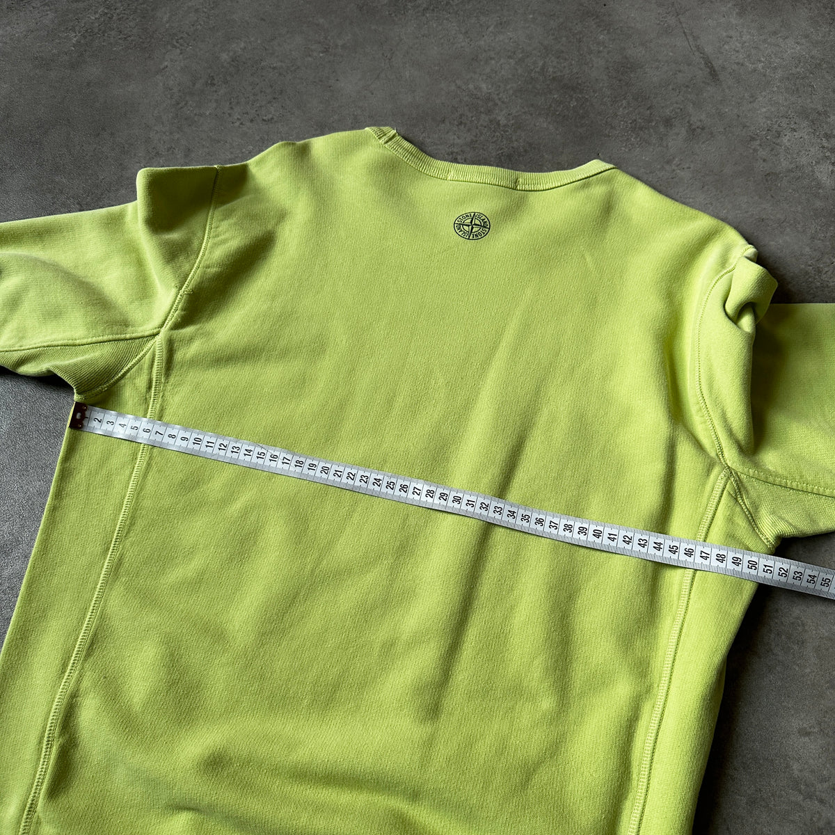 Stone Island Lime Green Stencil Chest Logo Crewneck M