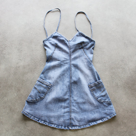 Ice Blue Vintage Denim Mini Dress – Light Wash (Woman-L)