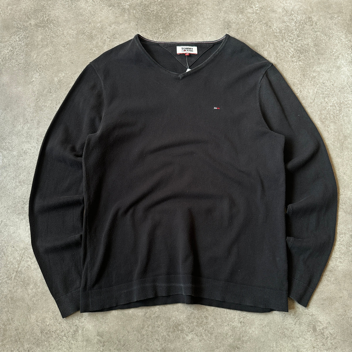 Tommy Jeans Black V-Neck Knit Sweater M
