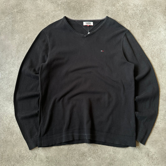 Tommy Jeans Black V-Neck Knit Sweater M
