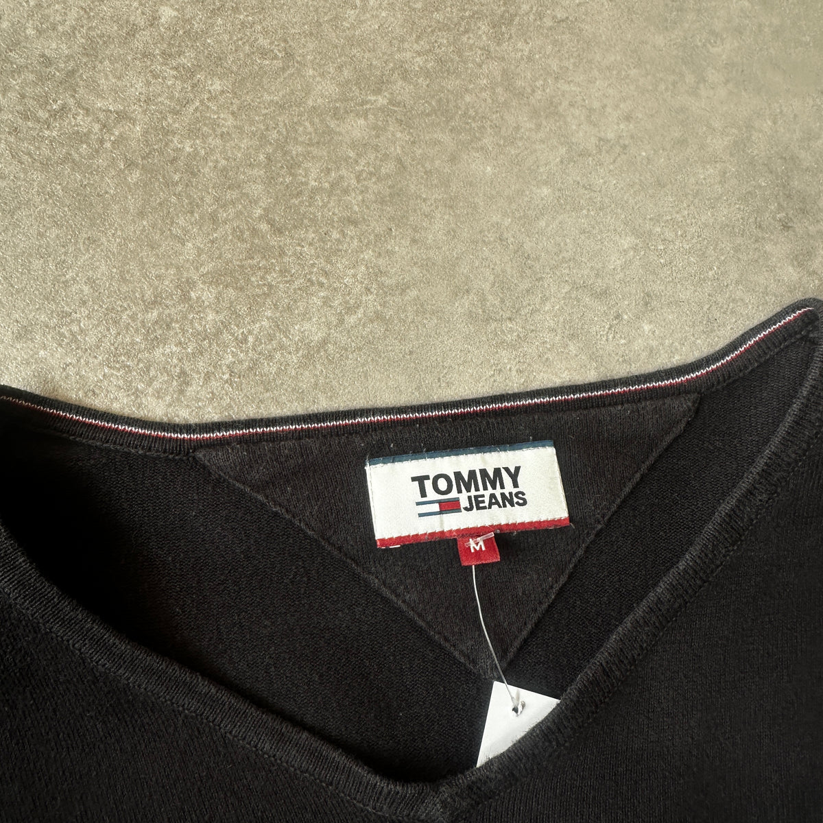 Tommy Jeans Black V-Neck Knit Sweater M